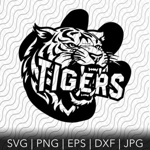 Tigers School Spirit Plantilla de corte, svg, png, eps, dxf, archivos jpg para Cricut o Silhouette, Sublimación