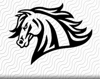 Mustang Mascot SVG, Mustang Profile SVG, Horse School Mascot, Cutting Template, svg, png, eps, dxf, jpg files for Cricut or Silhouette