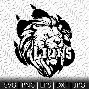 Plantilla de corte Lions School Spirit, archivos svg, png, eps, dxf, jpg para Cricut o Silhouette, Sublimación