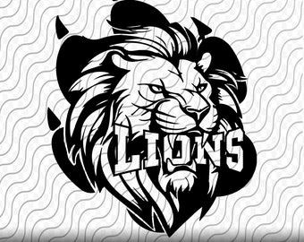 Lions School Spirit Cutting Template, svg, png, eps, dxf, jpg files for Cricut or Silhouette, Sublimation