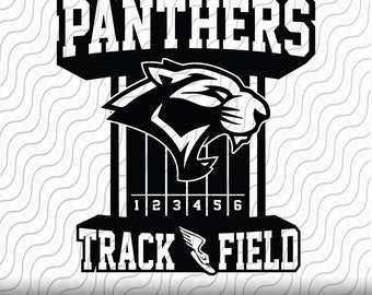 Panthers Track and Field Mascot SVG, Track and Field, Cutting Template, svg, png, eps, dxf, jpg files for Cricut or Silhouette
