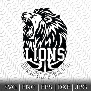 Lions Basketball, Lady Lions Basketball, mascota, logotipo del equipo deportivo, archivos SVG, PNG, EPS, dxf, jpg para Cricut o Silhouette V2
