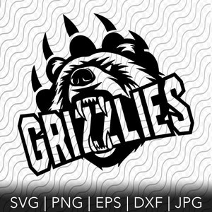 Grizzlies School Spirit, Cutting Template, svg, png, eps, dxf, jpg files for Cricut or Silhouette, Sublimation