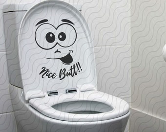 Nice Butt Funny Toilet Decoration SVG, Funny Toilet SVG, Smiley Face Vinyl Sticker