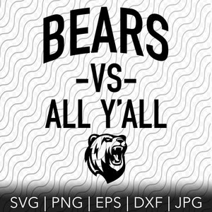 Bears VS All Y'all, Cutting Template, svg, png, eps, dxf, jpg-bestanden voor Cricut of Silhouette