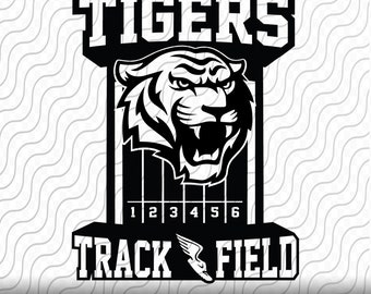 Tigers Track and Field Mascot SVG, Track and Field, Cutting Template, svg, png, eps, dxf, jpg files for Cricut or Silhouette