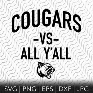 Cougars VS All Y'all Schneidevorlage, svg, png, eps, dxf, jpg Dateien für Cricut oder Silhouette