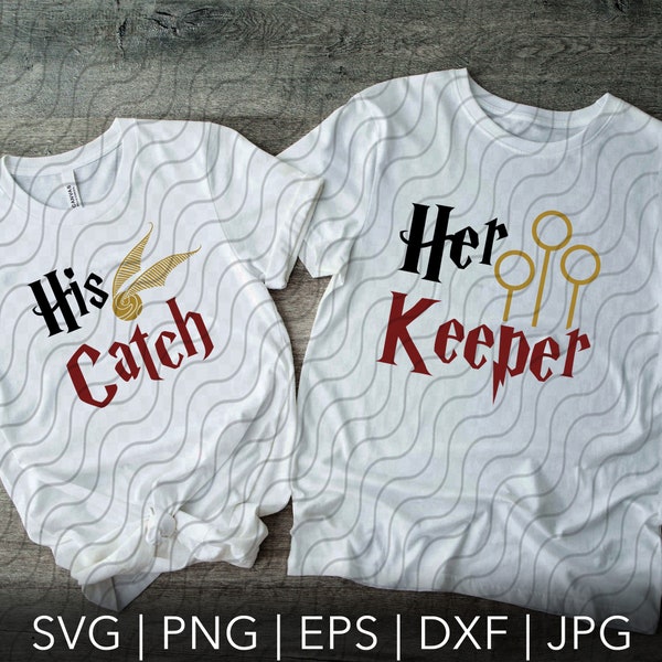 His Catch Her Keeper SVG, His Keeper Her Catch SVG, Couples Matching Shirts SVG, Husband and Wife svg, Couples Shirt svg