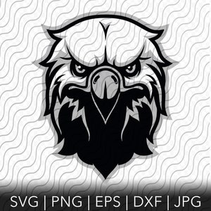 Eagle Mascot SVG, Eagle Head SVG, Bald Eagle School Mascot, Cutting Template, svg, png, eps, dxf, jpg files for Cricut or Silhouette