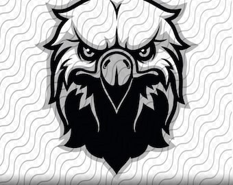 Eagle Mascotte SVG, Eagle Head SVG, Bald Eagle School Mascot, Cutting Template, svg, png, eps, dxf, jpg bestanden voor Cricut of Silhouette