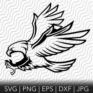 Eagle Mascot SVG, Eagle Landing SVG, Eagle School Mascot, Cutting Template, svg, png, eps, dxf, jpg files for Cricut or Silhouette