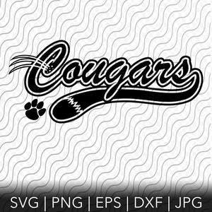 Cougars SVG, Cougar Team Spirit, Cutting Template, svg, png, eps, dxf, jpg files for Cricut or Silhouette