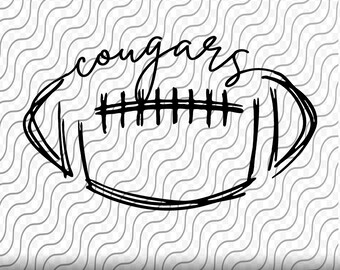 Cougars Football, Football Scribble, Cougars SVG, Cougars Football Cut File, svg, png, eps, dxf, jpg files for Cricut or Silhouette