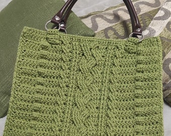 Crochet handmade wool bag - handbag - crochet bag wool - handmade shopper - crochet bag with faux leather handles