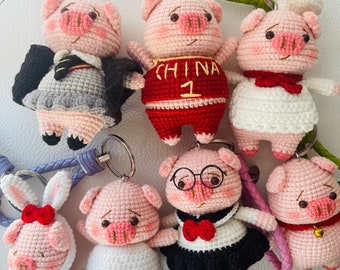Crochet animal  keychain   cute keychain mini doll gift  birthday gift gift for friends   graduation gift Essential oil keychain