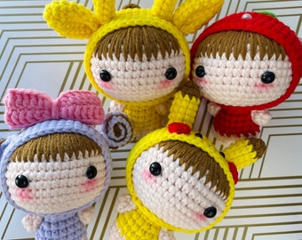 Handmade Crochet key chain  cute cosplay key chain  birthday gift  stuffed toys gift for friends  graduation gift essential oil keychain