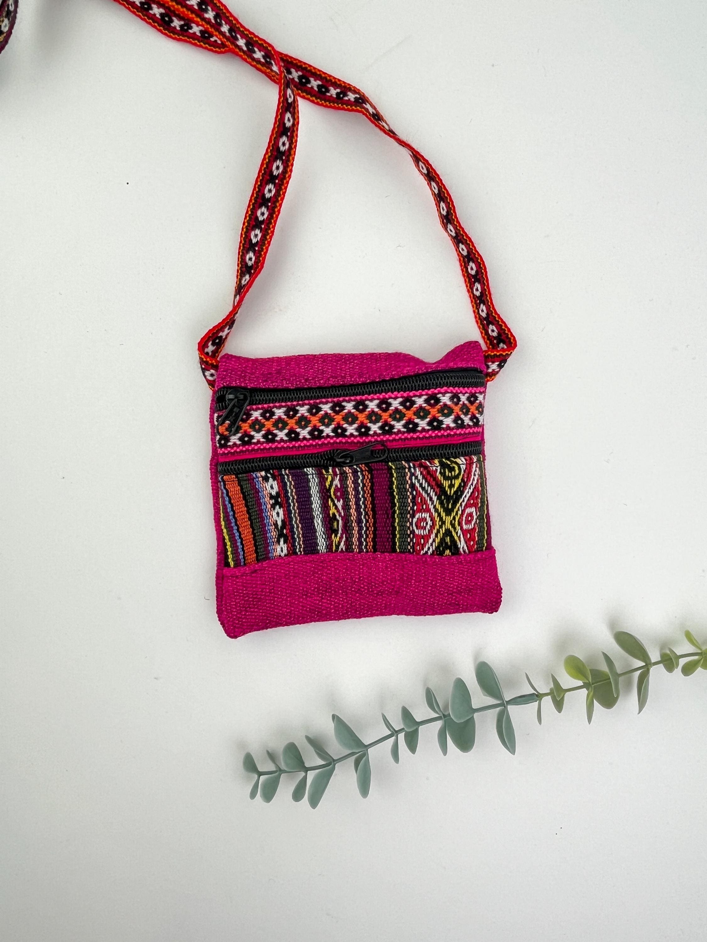 Upcycled Andean Textile Crossbody Passport Bag: Handmade Peruvian Sling ...