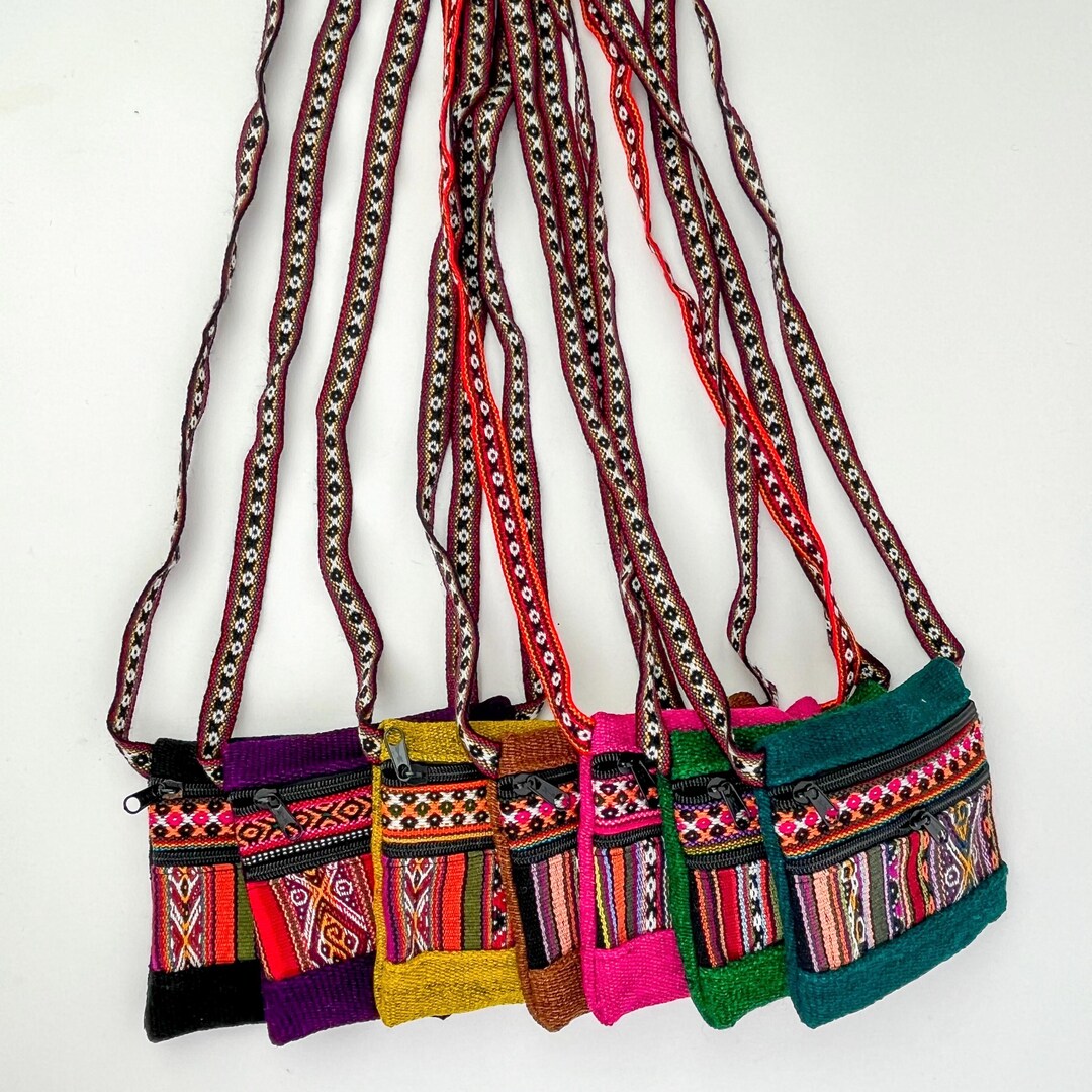 Upcycled Andean Textile Crossbody Passport Bag: Handmade Peruvian Sling ...