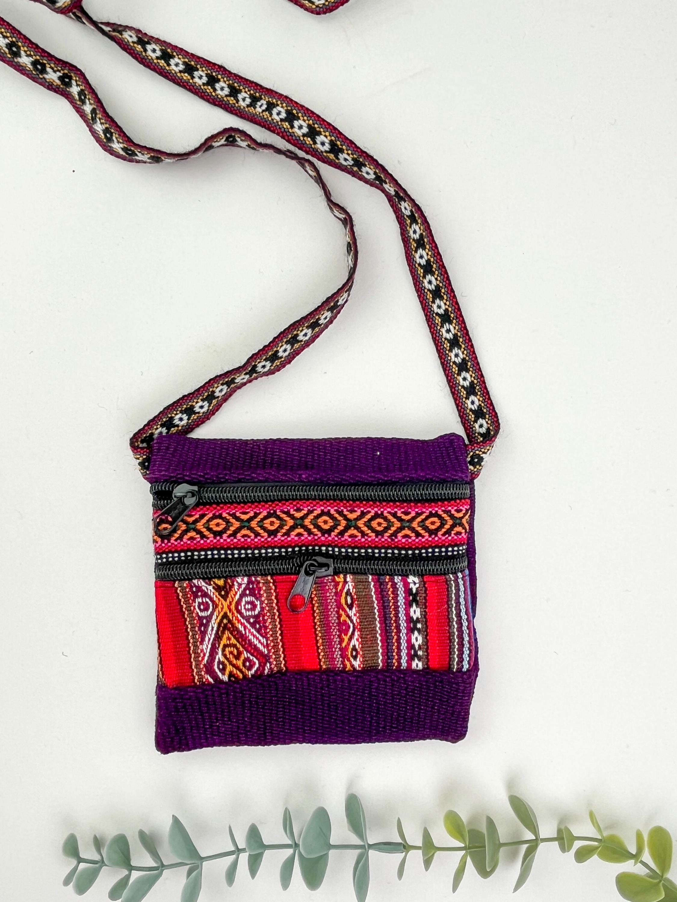 Upcycled Andean Textile Crossbody Passport Bag: Handmade Peruvian Sling ...