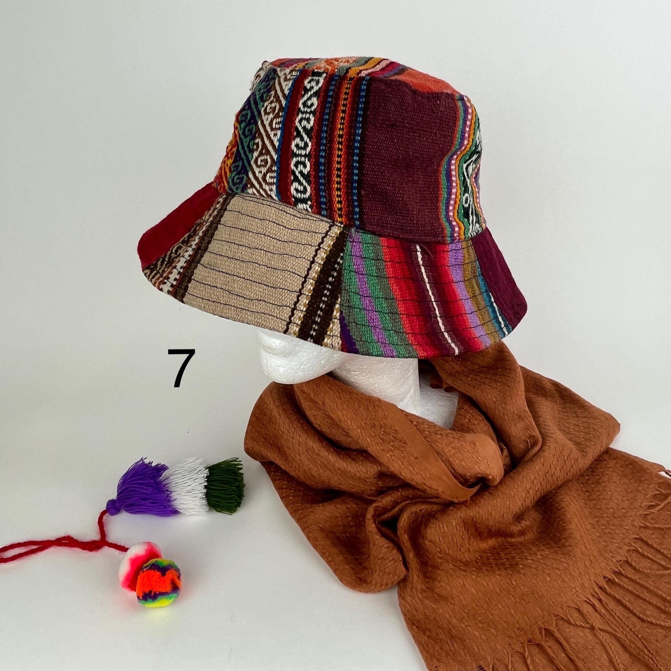 Peruvian Connection Raffia Straw Patchwork Bucket Hat Bucket Hat Peruvian Style Patchwork/andean Textile Outdoor  main image 2