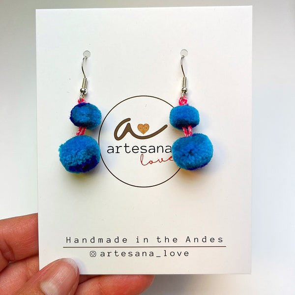 Pom Pom Earrings Etsy