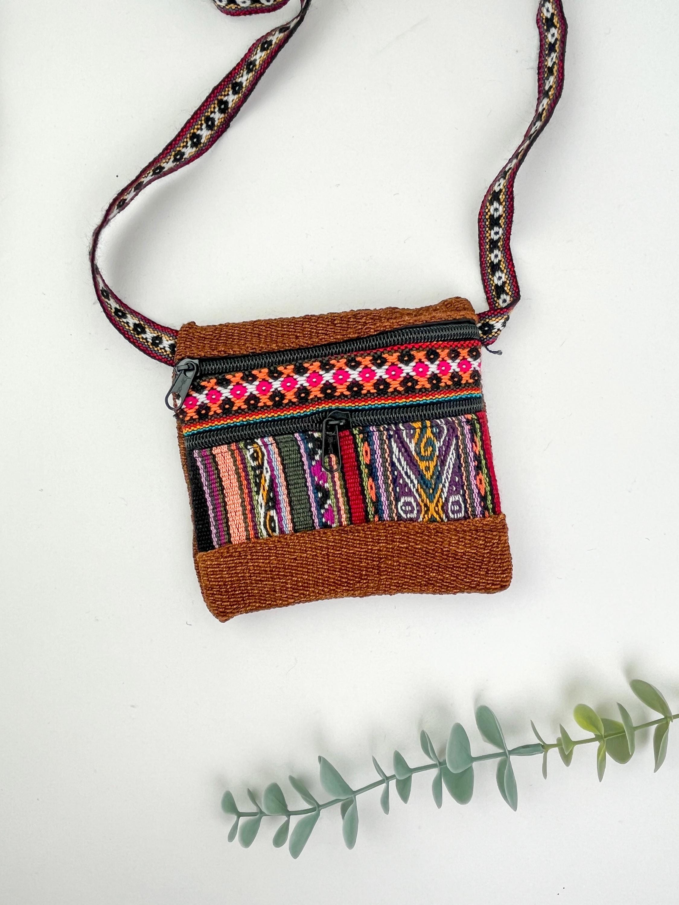 Upcycled Andean Textile Crossbody Passport Bag: Handmade Peruvian Sling ...