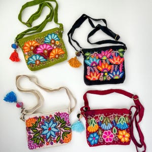 Hand Embroidered Floral Crossbody Purse: Peruvian Garden Design