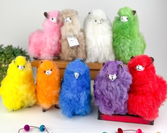 Mini Alpaca Stuffed Animal: Handmade Peruvian Llama Fur Plushie (6")