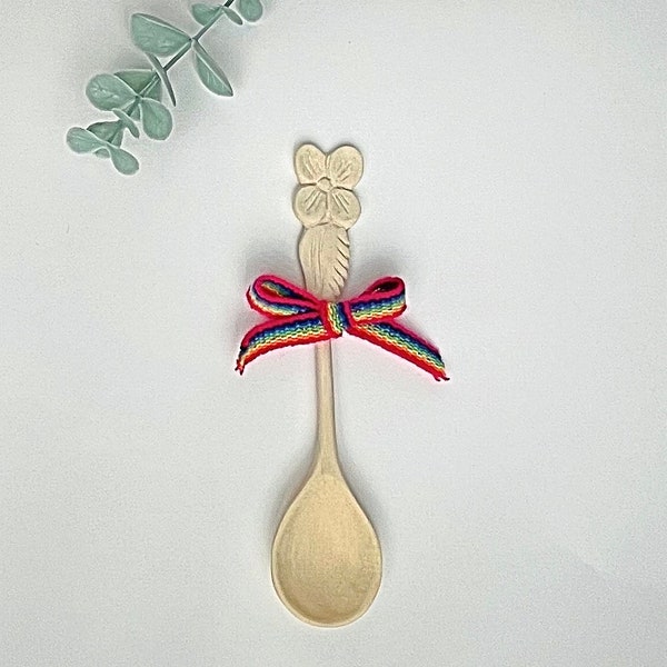 Unka Hand Carved Floral Stirring Spoon, handmade natural wooden spoon, organic kitchen utensil, eco gift, wedding favors, bridal