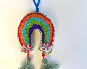 Handmade Embroidered Felt Rainbow Charm: Floral Pride Gift