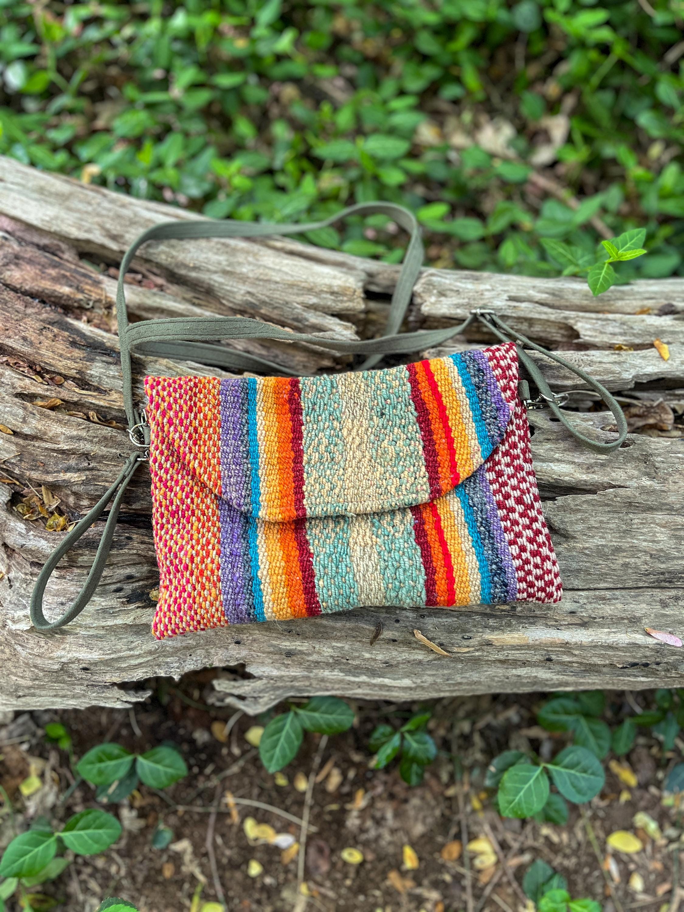 Andean Upcycled Wool Clutch Wristlet: Boho Crossbody Bag
