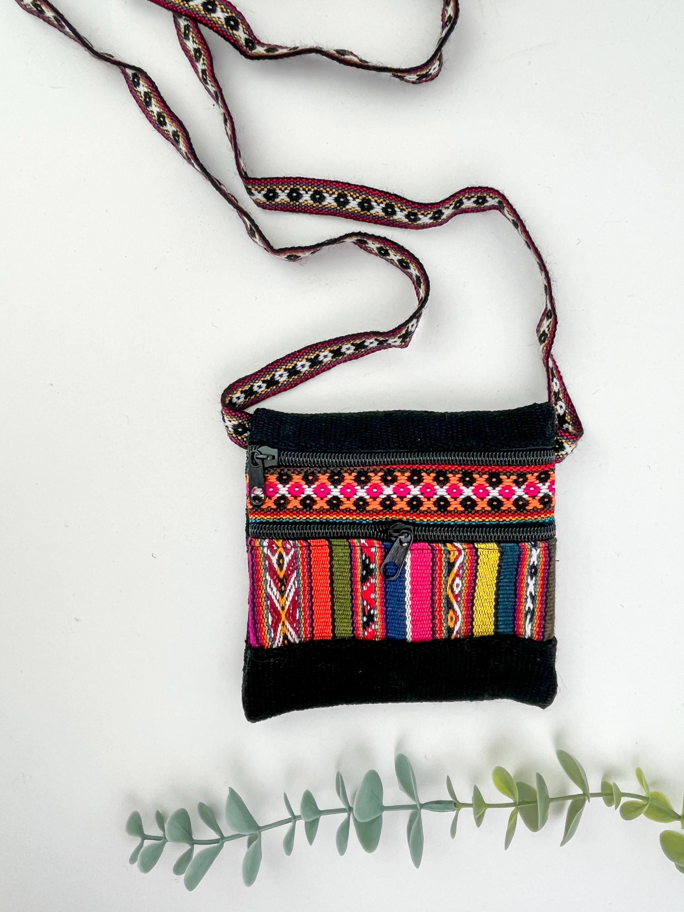Upcycled Andean Textile Crossbody Passport Bag: Handmade Peruvian Sling ...