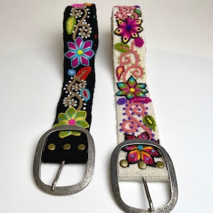 Andean Blossoms Embroidery Belt, Ethnic Boho, Peruvian Belt, Hand-embroidered Belt, Alpaca Belt, Flower belt