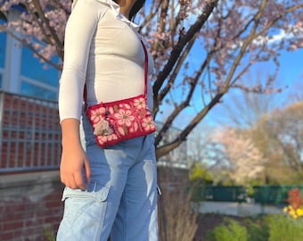 Hand Embroidered Floral Crossbody Purse: Peruvian Garden Design