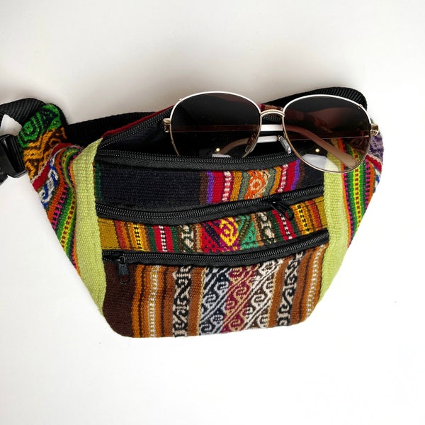 Andean Sling bag, Upcycled Fanny Pack, Small Cross shoulder, Vintage Peruvian textile, crossbody, unisex sling, underarm bag, indie fashion