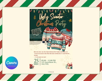 Editable Ugly Sweater Party Invitation - Instant Download for Tacky Christmas Fun!