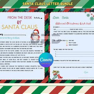 Carta de Papá Noel editable / Experiencia navideña personalizada / Descarga instantánea, imprimible, regalo navideño mágico