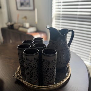 mexican handmade talavera jug and cup set