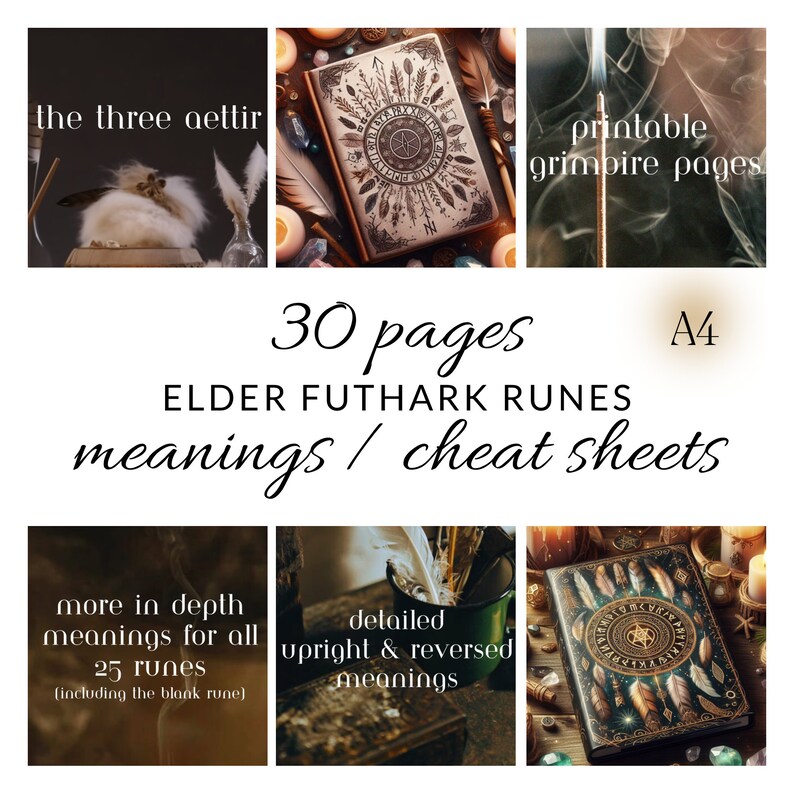 Rune Cheat Sheets PDF, Elder Futhark Spreads, Witch BOS Pages, Runes ...