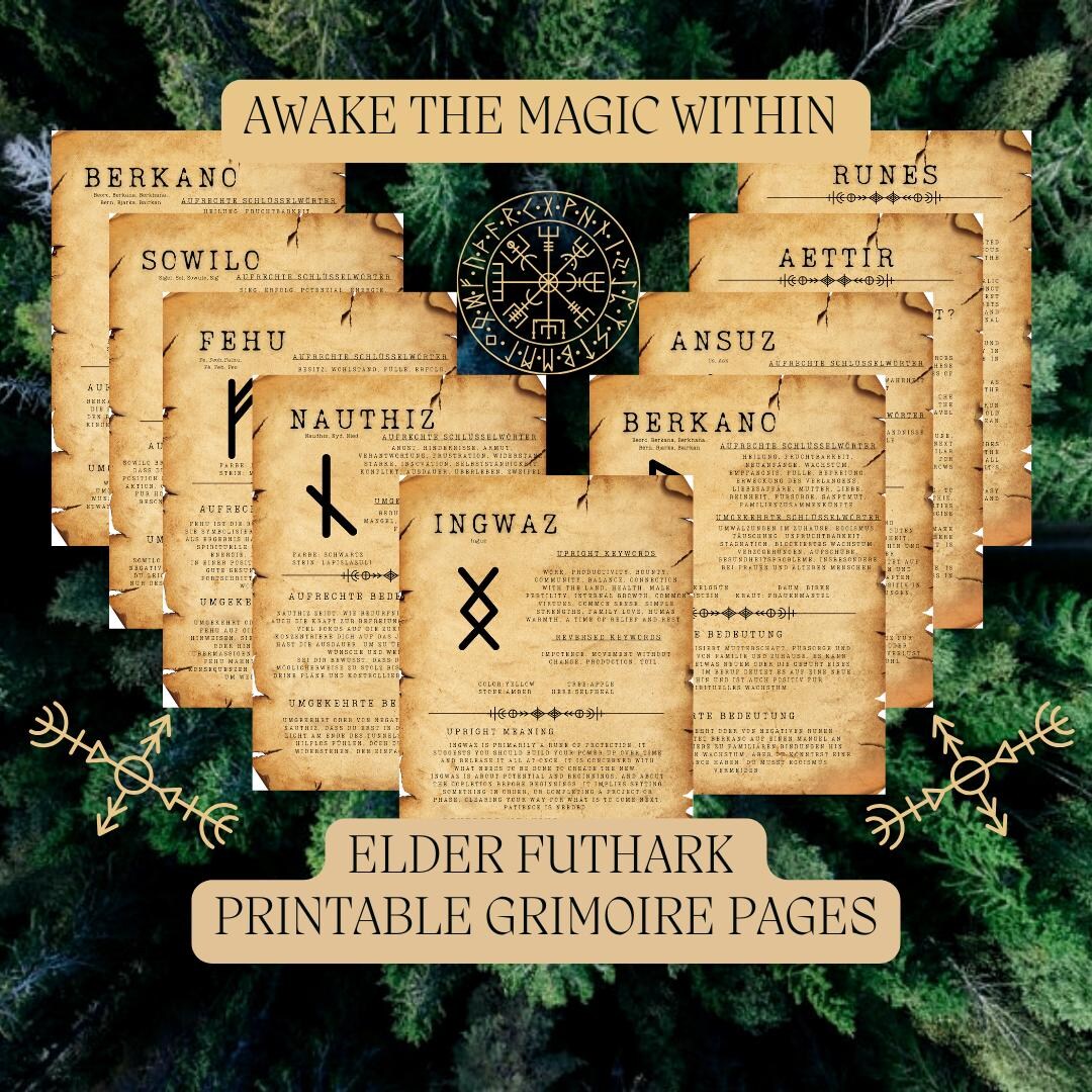 Rune Cheat Sheets PDF | Elder Futhark Spreads Printable | Witch BOS ...