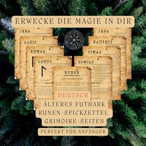 Runen Spickzettel PDF auf Deutsch | Elder Futhark Printable | Hexen BOS Seiten | Nordische Mythologie Anleitung | Runenmagie Grimoire
