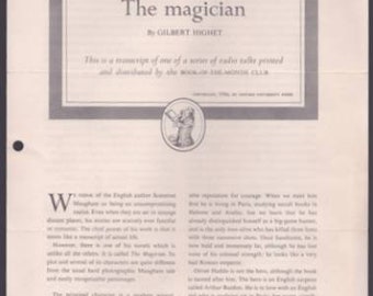 Gilbert Highet, The Magician, published transcript of 1956 radio show
