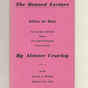 Aleister Crowley, The Banned Lecture,