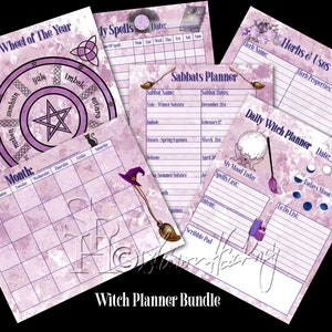witchy planner, Wicca printable, Printable Witch Bundle Set, Calendar, pagan, BOS pages, wicca planner, self care planner, witch printable