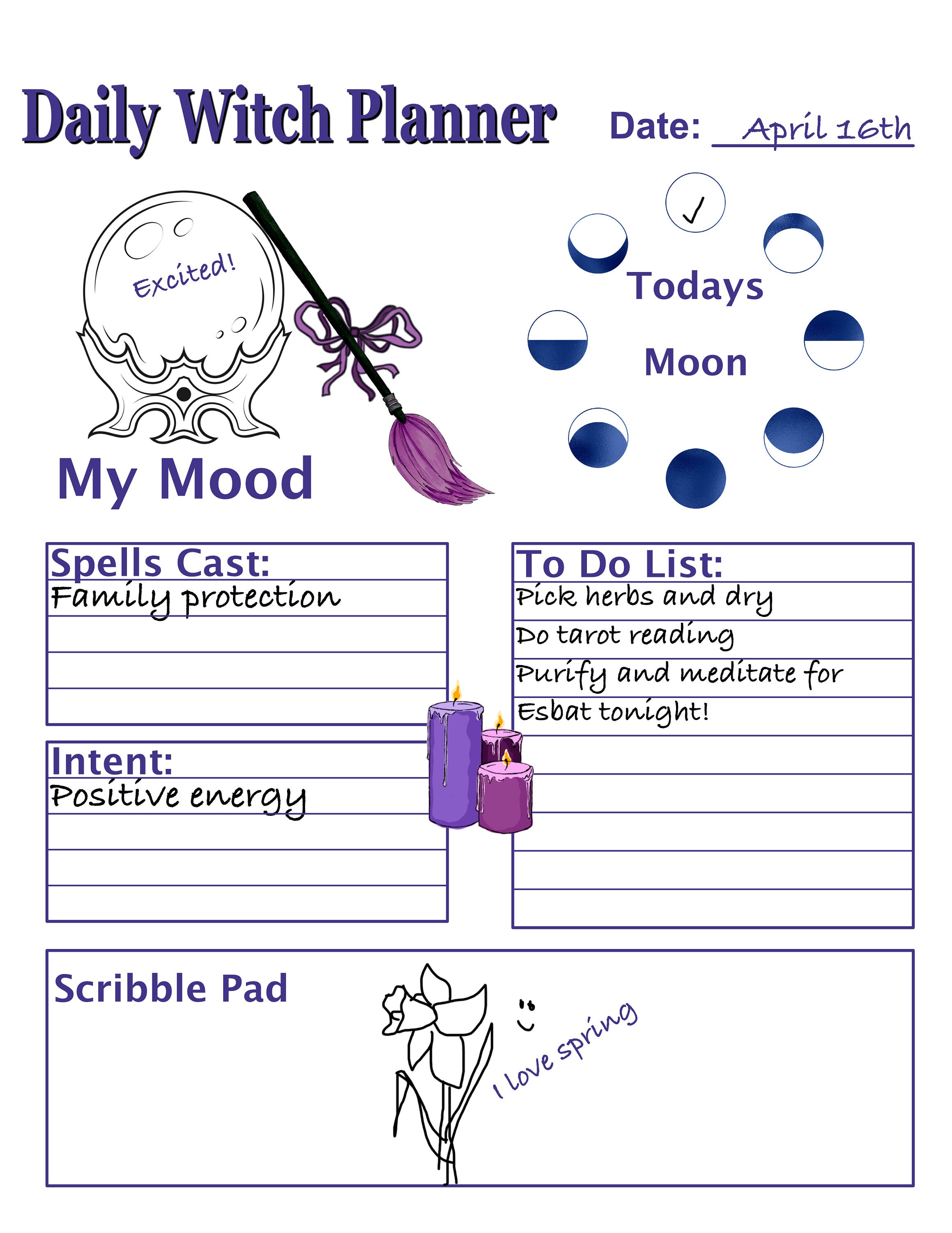Grimoire Printable Planner, Wicca Printable, Ink Saver Printable, Witch ...