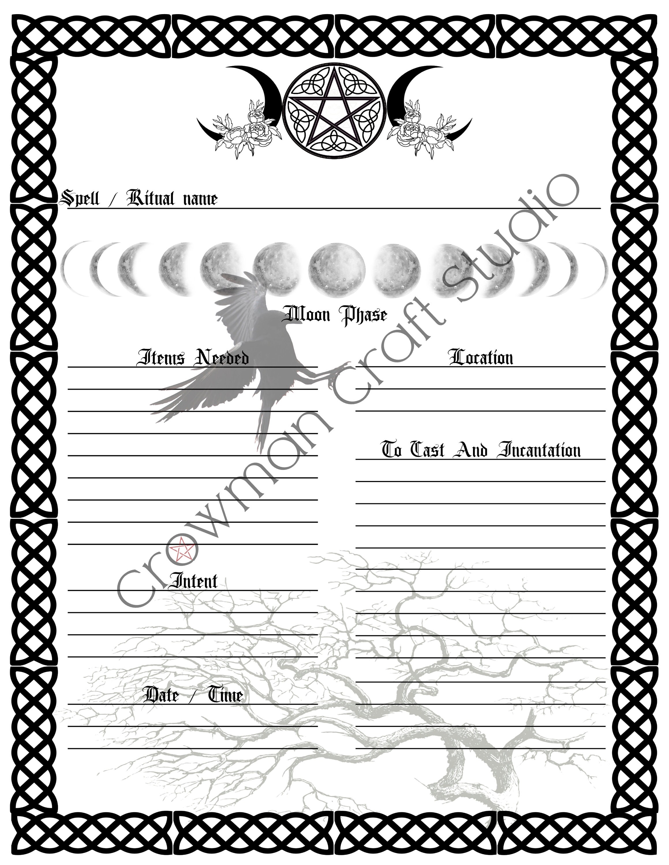 Spell Planner, Wicca Printable, Ink Saver Printable Witch Spell Bundle ...