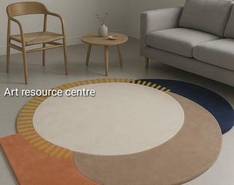 Premium Quality Abstract Irregular 6x8 pink,Grey,Blue unique Handmade Woolen Designer Tufted Area Rug for Living Room Bedroom Gift for home