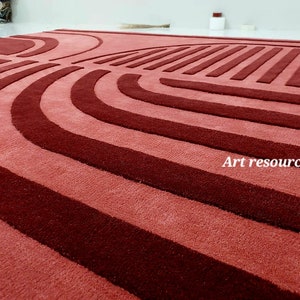 Premium Quality Burgundy Modern Abstract woolen Designer Contemporary Hand Tufted Area Rug for Living Room Bedroom 5x8 6x9 8x10 9x12 10x14