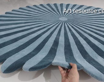 Tappeto moderno astratto, irregolare, di forma strana, unico, fatto a mano, in lana, con motivo trapuntato, per soggiorno, camera da letto, regalo per la casa, tappeto contemporaneo.
