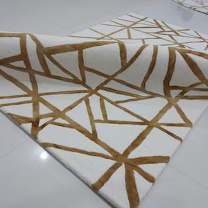 Premium Handmade 8x10 Blue White Modern Abstract Designer woolen Tufted area rug for living room bedroom Gift for home 4x6 5x8 6x9 8x11 9x12
